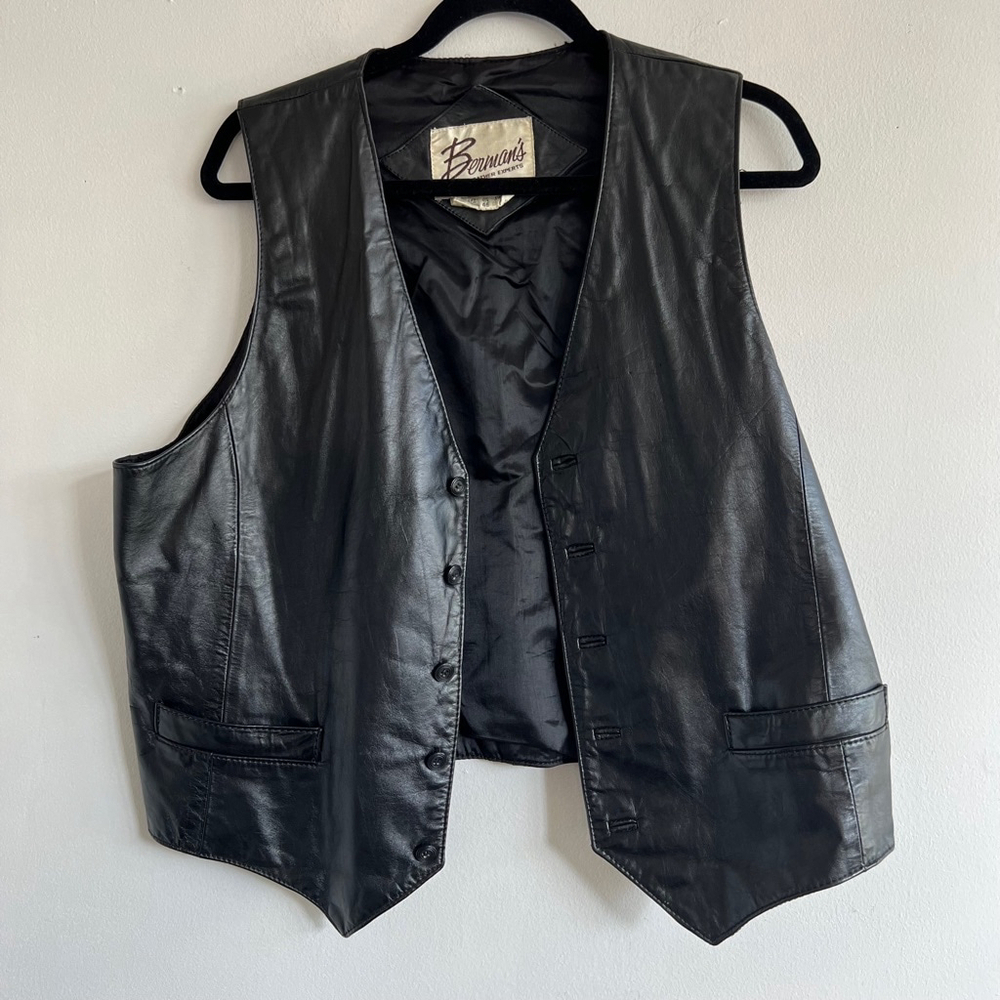 Berman's Leather Vest Black Men's Size XL